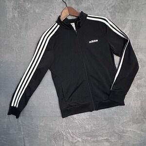 Adidas Men's Black 3-Stripe Full Zip Track Jacket Size‎ M Classic Athletic Style